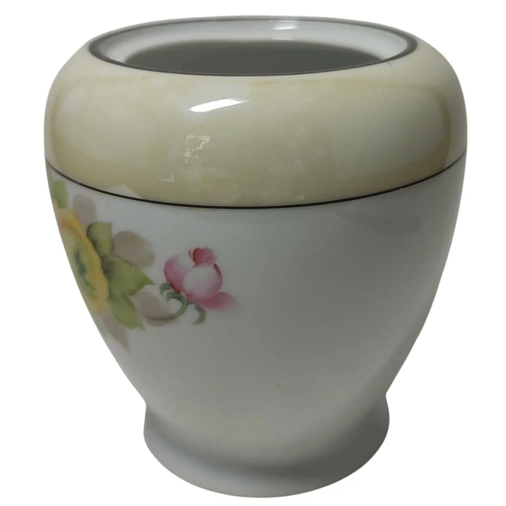 Antique Hand Painted Noritake Jar  Hand Painted Lusterware‎ Floral Roses No Lid